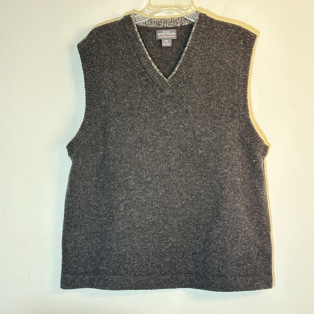 Woolrich 9334 Mens Wool Sweater Vest Gray Size XL V-Neck Onyx Heather Gray - Picture 2 of 8